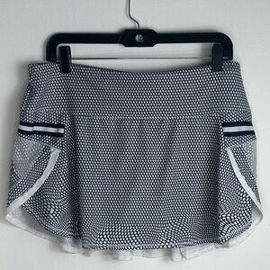 Lucky in Love Blue White Pleat Tier Polka Dot Vaportex Skort Skirt X-large 16